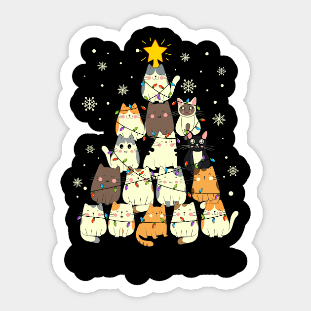 Cute Cats Merry Christmas Whisker Wonderland Sticker by neverland-gifts